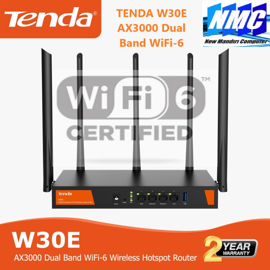 Tenda W30E V2.0 AX3000 Dual Band WiFi-6 Wireless Hotspot Router