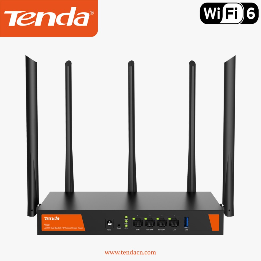 Tenda W30E V2.0 AX3000 Dual Band WiFi-6 Wireless Hotspot Router