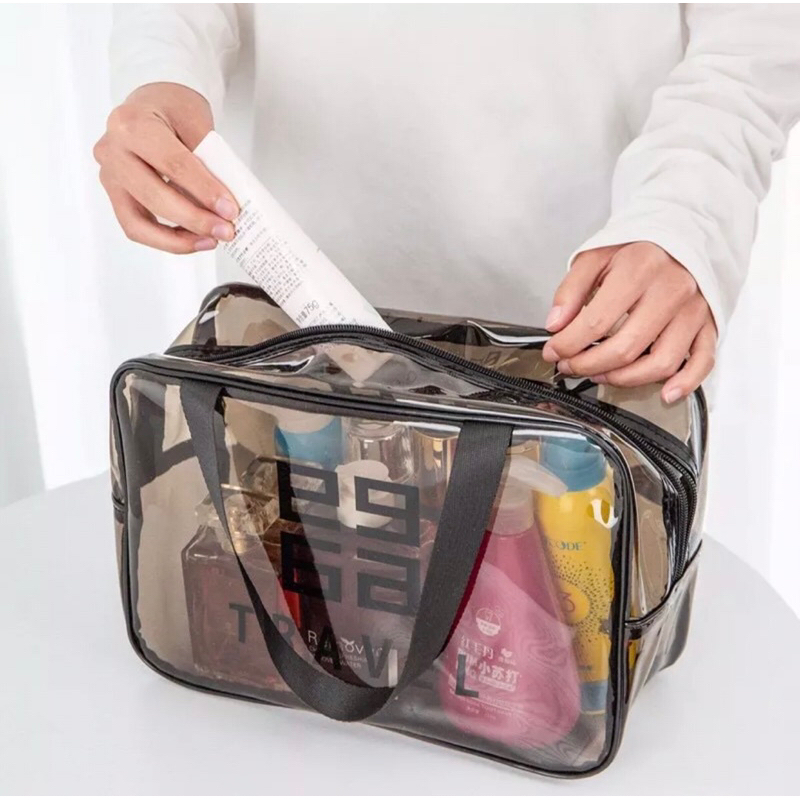 Tas Kosmetik Transparant Pouch Travel Make Up Bag Organizer Dompet Kosmetik Toiletry Waterproof Pouch Kosmetik Transparant Travel