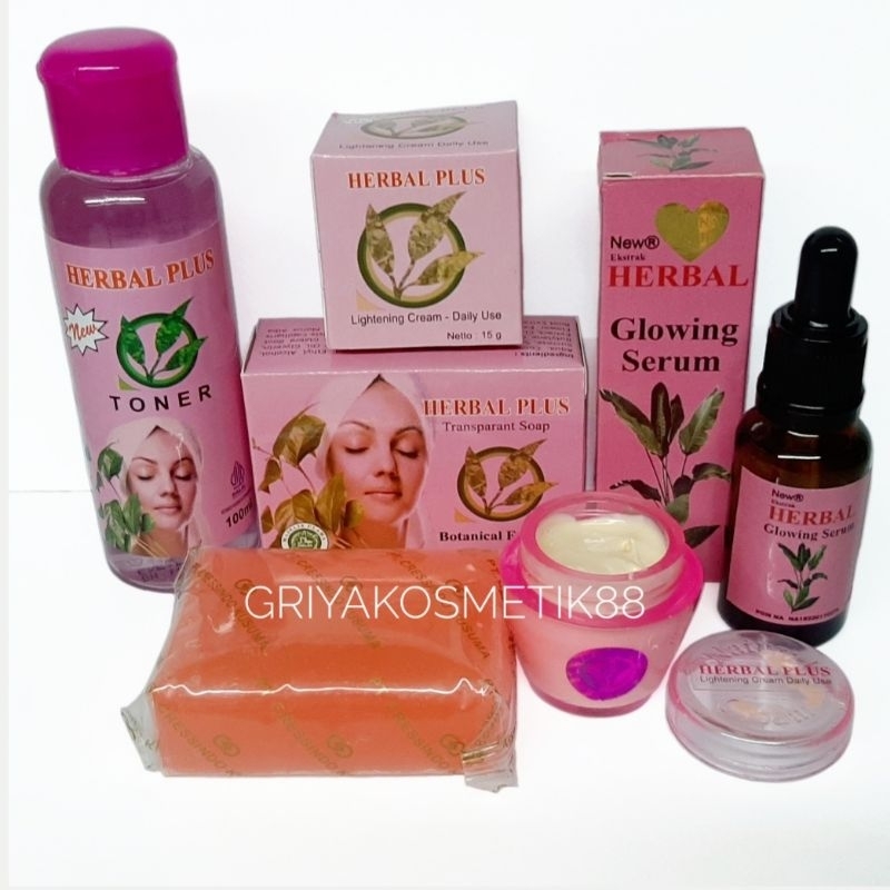 PAKET LENGKAP CREAM HERBAL PLUS GLOWING BPOM 4in1