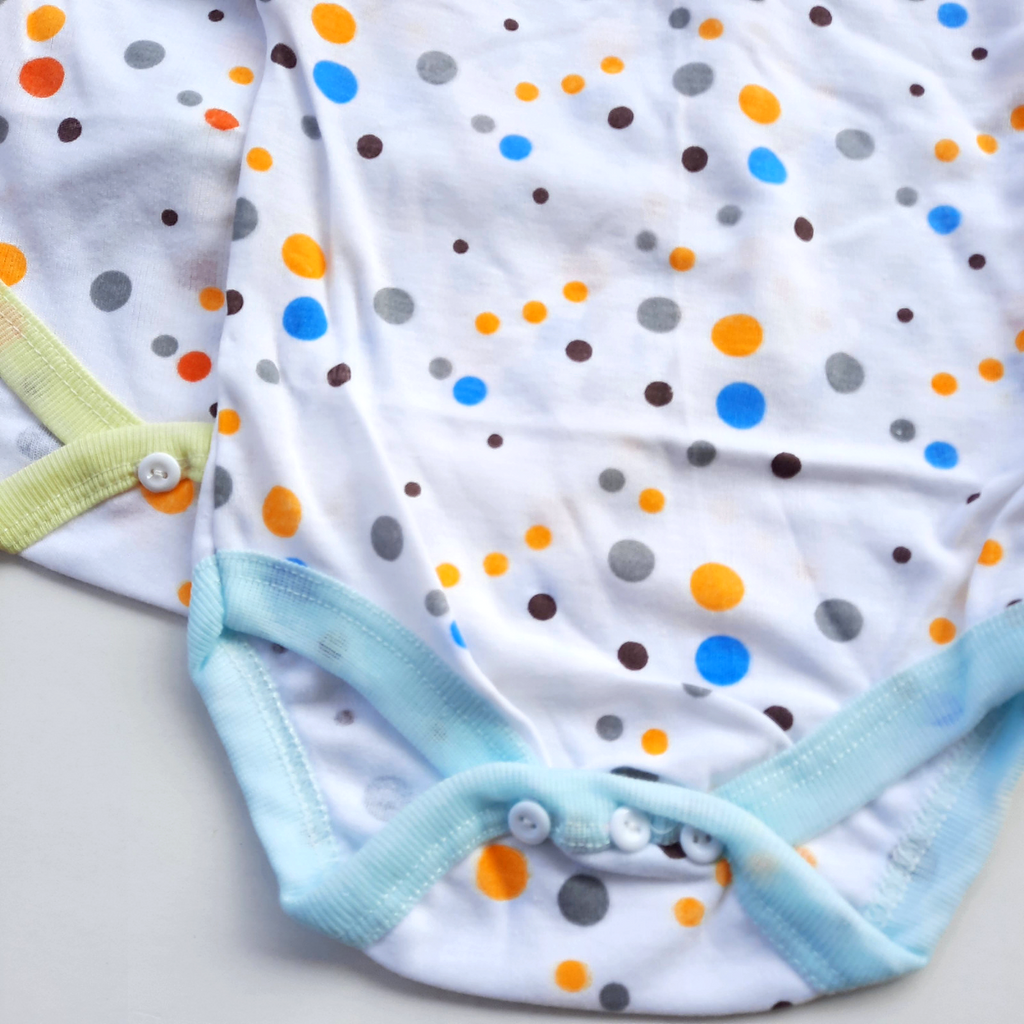 3 Potong Bodysuit Jumper Bayi Baru Lahir 0 3Bulan Unisek Lembut Berkualitas Motif Polkadot