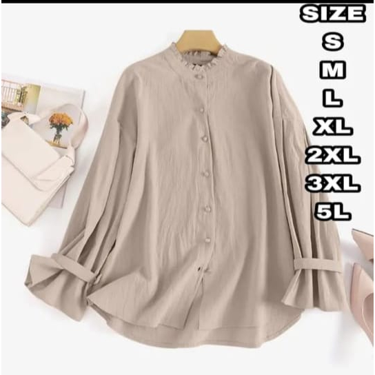 Adhiva Atasan Blouse Korea Wanita Ovesize 5L 4L 3XL 2XL XL L M S Baju Blus Wanita Big Size Casual