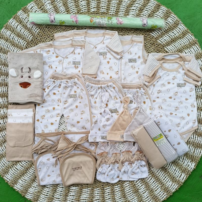 53 PCS Perlengkapan Baju Bayi Baru Lahir/Paket Komplit Terlengkap/Paket Brojol Baby Seri Coklat talitababywear