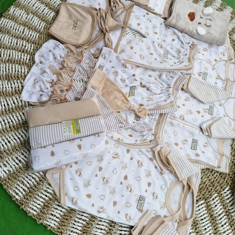 53 PCS Perlengkapan Baju Bayi Baru Lahir/Paket Komplit Terlengkap/Paket Brojol Baby Seri Coklat talitababywear