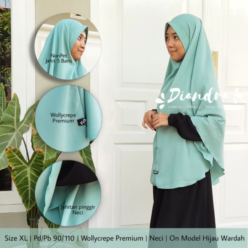 •NaraAishwa•Jilbab Wollycrepe Syar'i XL Kerudung Wollycrepe Khimar Jumbo Syar'i NON PET Dewasa Merk 