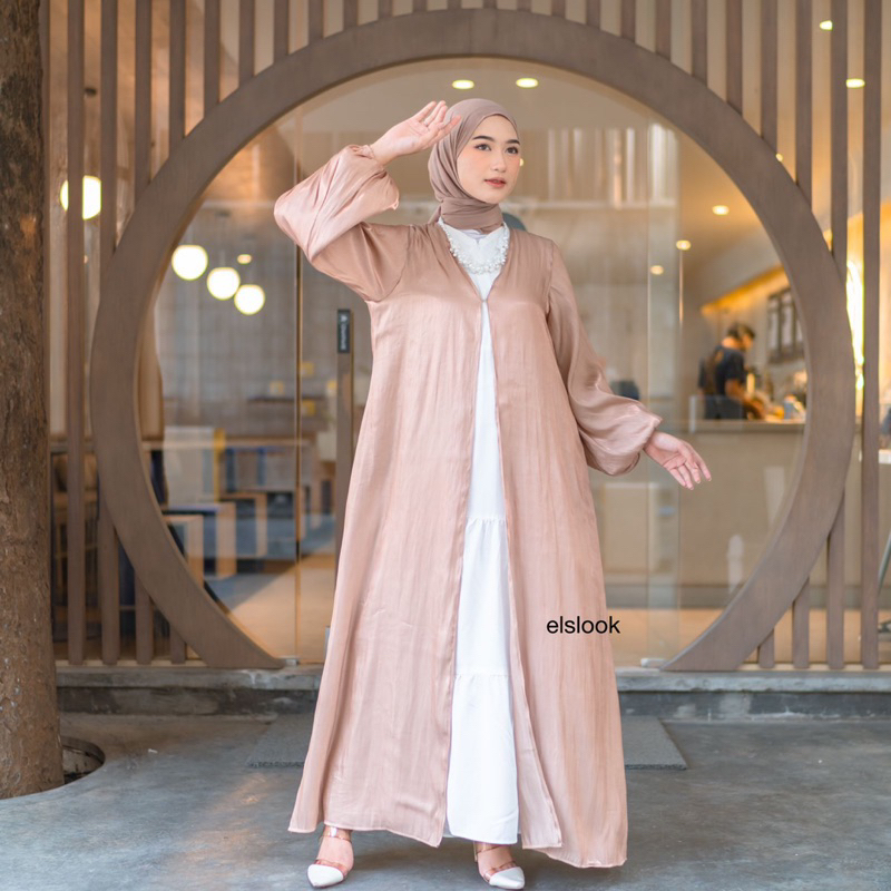 kilau outer shimmer silk (READY STOK) dress shimmer sd oot kondangan lebaran preweding dress outer abaya shimmer dress outfit lebaran 4 look medina abaya jey abaya outer