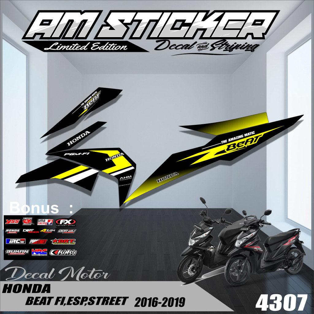 4307 Sticker COD AksesorisStriping Beat Fi 2016 2017 2018 2019 Variasi Semifull Beat Street // Beat 