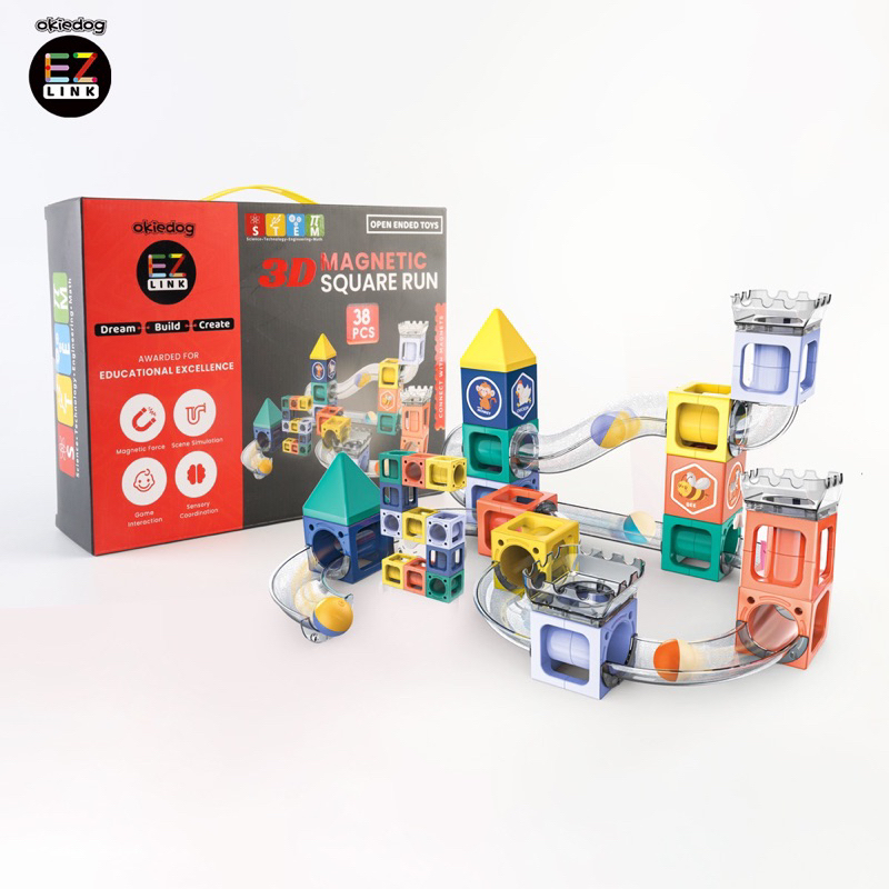 OKIEDOG EZLINK 3D MAGNETIC MARBLE RUN - MAINAN EDUKASI ANAK