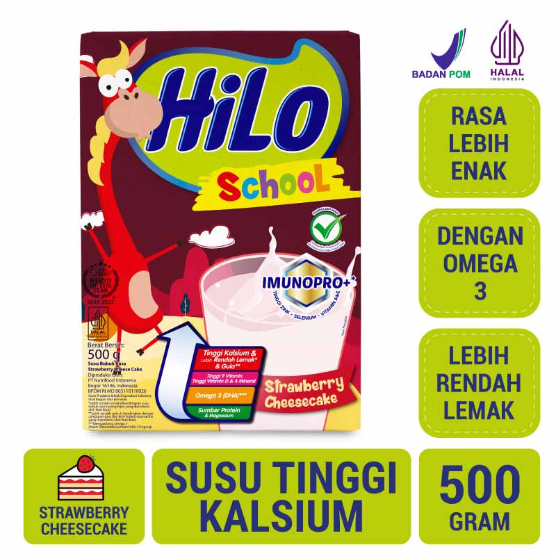 

Bravo Supermarket Tulungagung - HiLo School Strawberry Cheesecake 500 gram - Susu Tinggi Kalsium Lebih Rendah Lemak