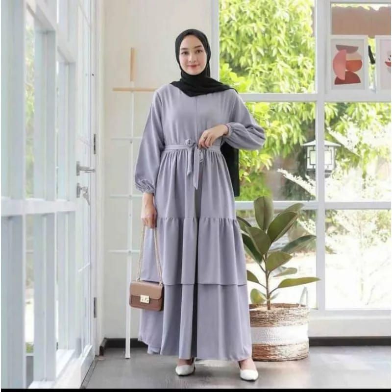 [Fashion Muslim] Gamis AMEENA dan VANIA dress rompi maxy crinkle busui rempel variasi kancing terbaru terlaris