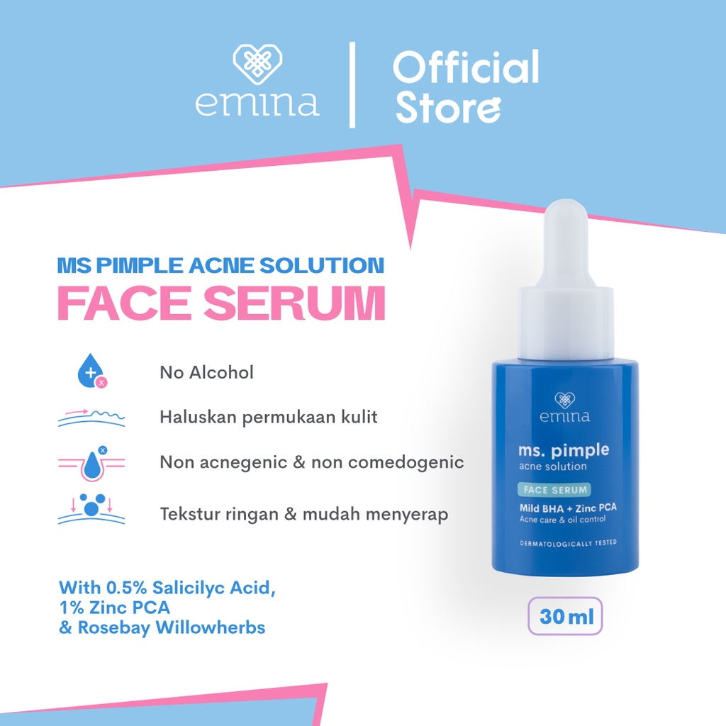 ✨ AKU MURAH ✨ Emina Ms. Pimple Acne Solution Face Serum 30 ml | Serum Wajah Solusi Atasi Jerawat [BPOM]