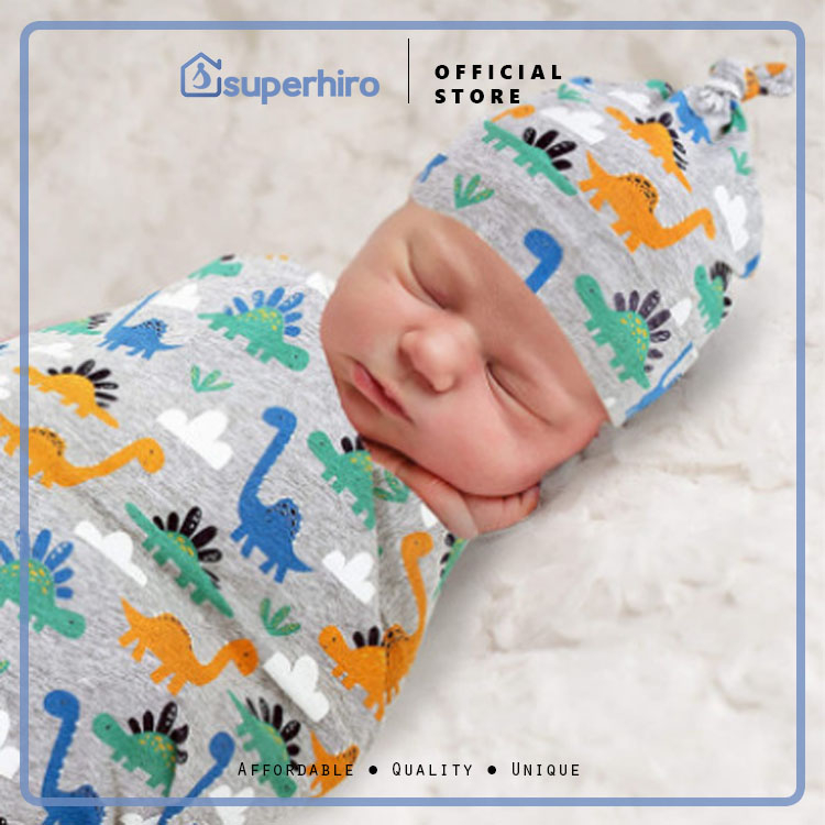 BEDONG BAYI BABY WRAP HOODIE SWADDLE SELIMUT KATUN DENGAN TOPI