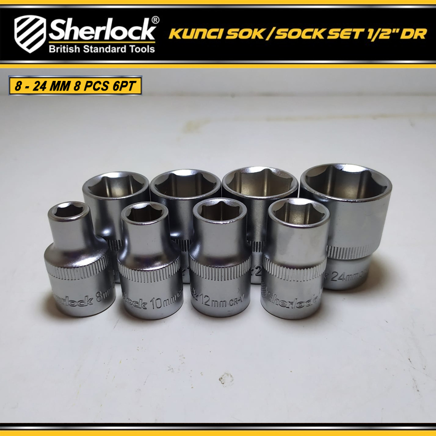 Kunci Sok/Sock Set 8 - 24 mm Sherlock Kunci Shock DR 1/2 inch 8 pcs 6PT