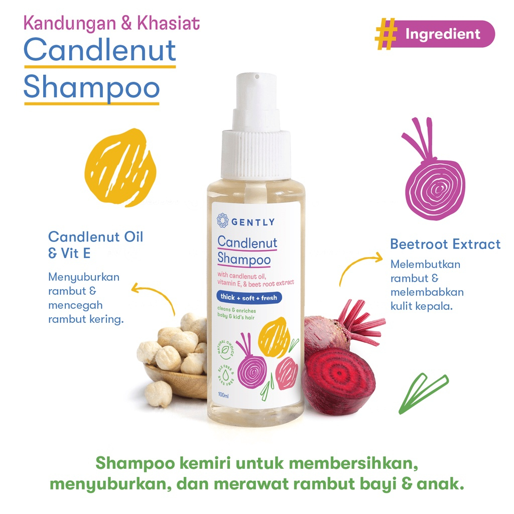 Gently Candlenut Shampoo | Shampoo Kemiri Bayi dan Anak - 100ml
