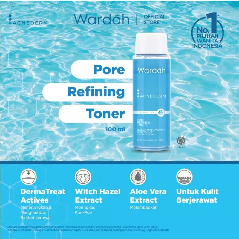 Wardah Acnederm Pore Refining Toner || Toner Untuk Kulit Berjerawat & Berminyak