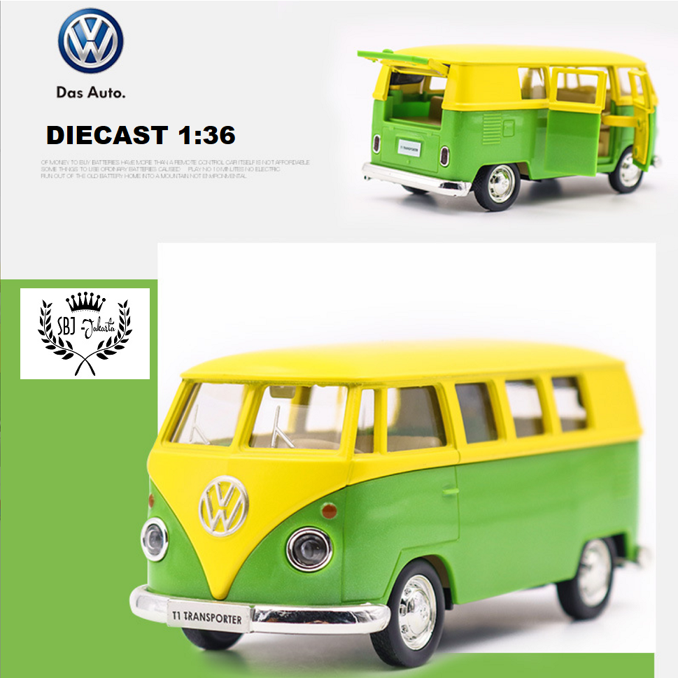 DIECAST MOBIL VW TRANSPORTER T1 SKALA 1:36 OFFICIAL LICENSED - Miniatur Mobil Metal Alloy