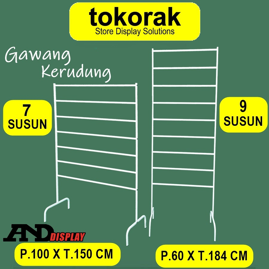 GAWANG KERUDUNG 7 SUSUN RAK BESI JILBAB PASHMINA 9 KRUDUNG PASMINA RAK DISPLAY STAND HANGER