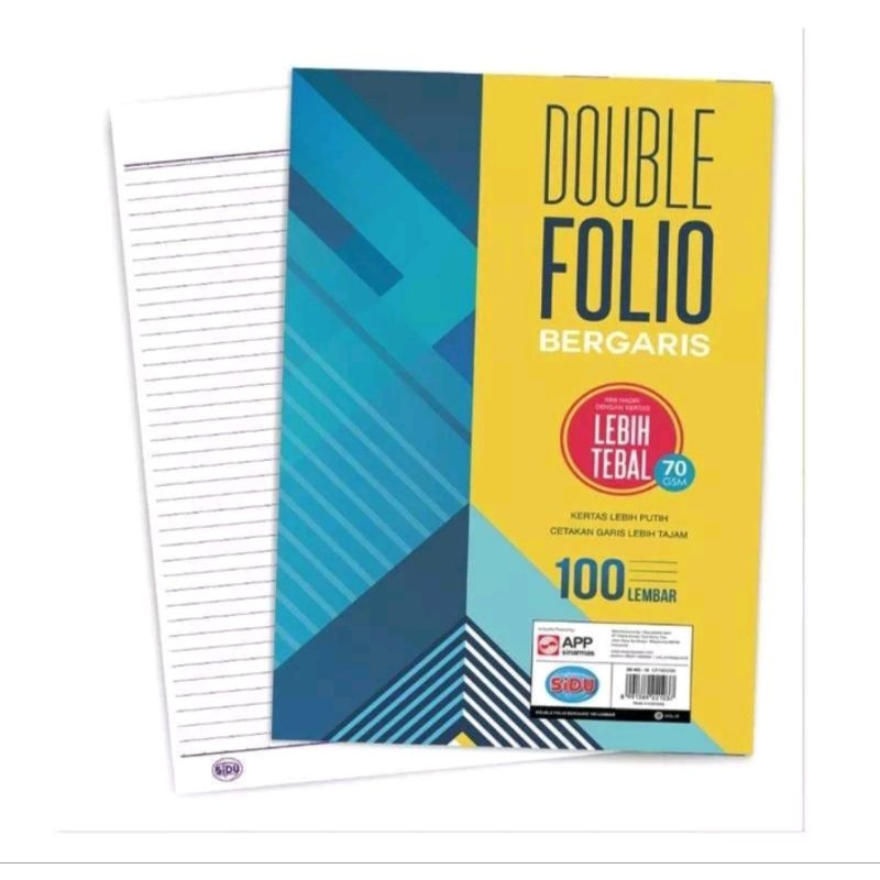 

Double Folio Ukuran 320 x 420 mm / 32 x (21x2) cm merek SIDU isi 10 lembar