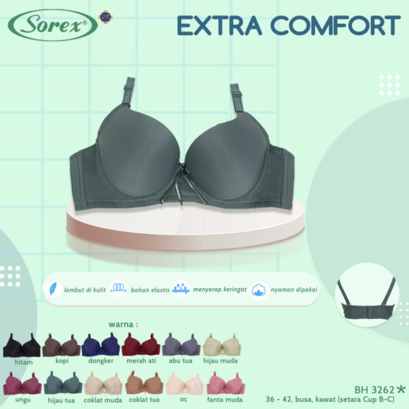 gof Bra Sorex 3262 uk. 36-42 kawat, Extra confort cup B kait 3