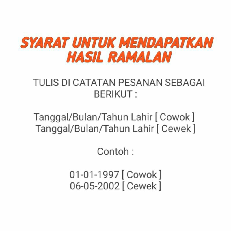 

SURAT RAMALAN PERJODOHAN ANAK / PACAR