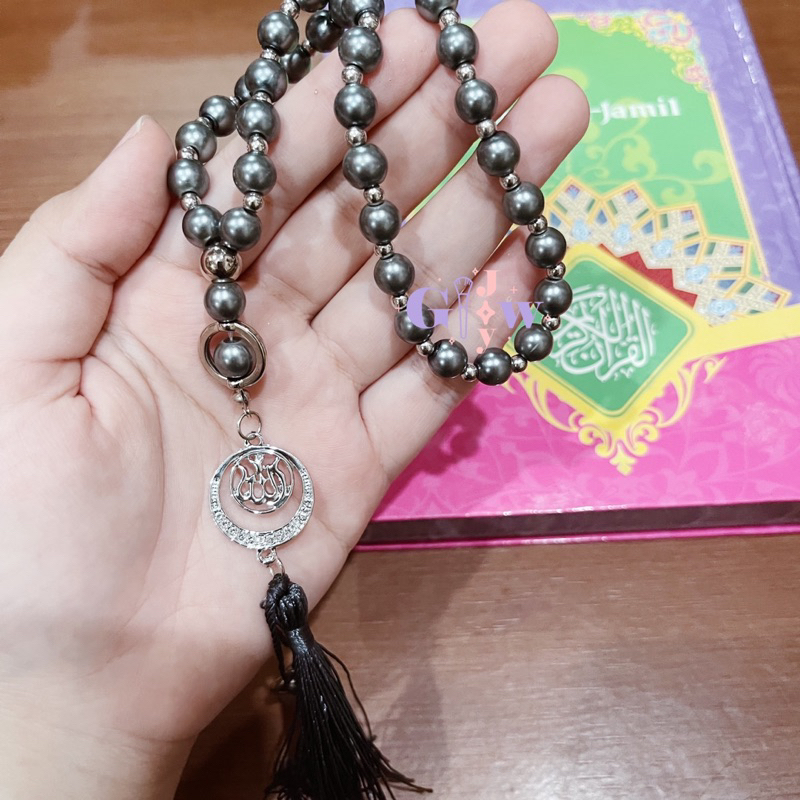 A436-A450 TASBIH ALLAH MUTIARA set perlengkapan solat sholat mukena sajadah sarung fashion muslim pakaian wanita perempuan cantik hijab islam islamic jilbab tasbeh sintesis lafadz lafaz souvenir nikahan nikah wedding oleh hadiah dzikir zikir