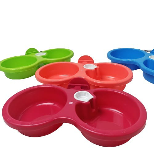 Tempat Makan Double Gantung / Wadah Pakan / Pet Bowl Kucing &amp; Anjing Murah