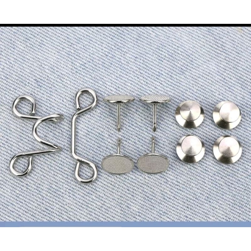 Kancing jeans logam kait pengecil lingkar.