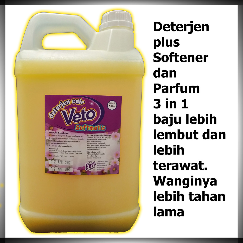 VETO SOFTMATIC Deterjen Plus Softener Laundry Cair 5 Liter