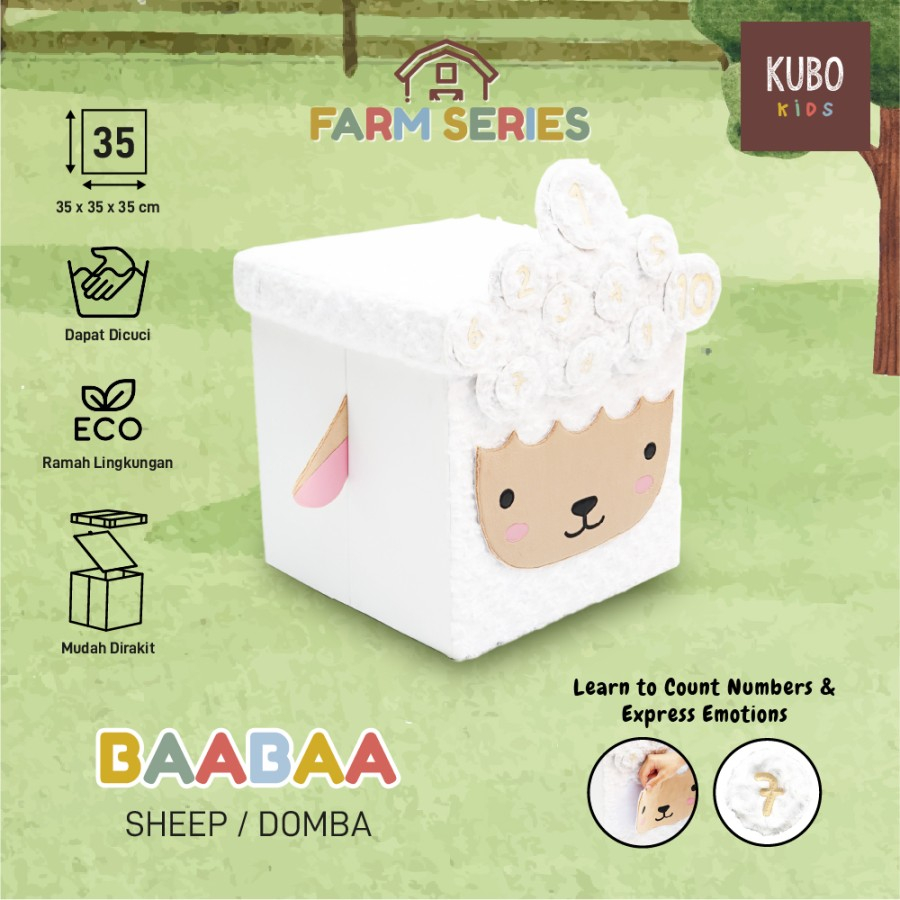 KUBO KIDS FARM 35 X 35 X 35 CM Kotak Penyimpanan Edukatif