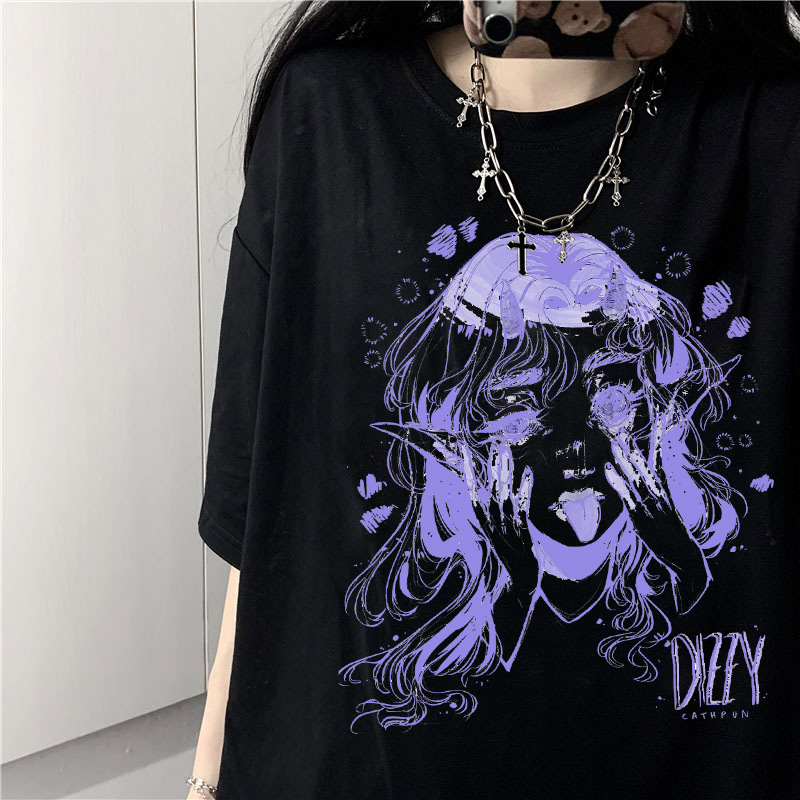 [ GOTH ] Anime Elf Short Sleeve T-Shirt / Kaos Anime Elf Lengan Pendek 8080 (L/XL)