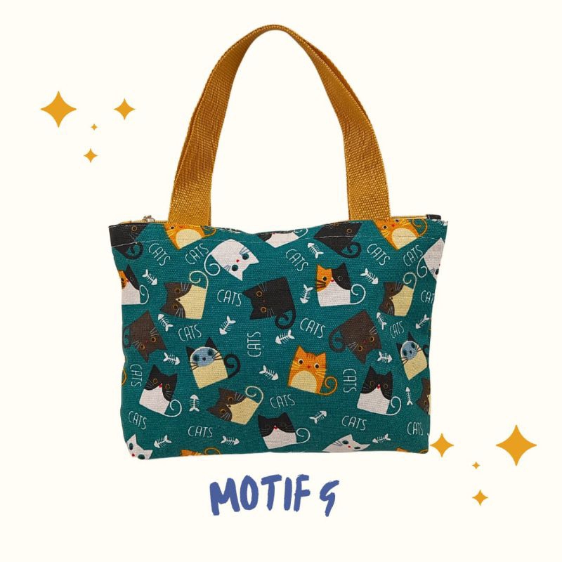 tas canvas motif/tas wanita/tas lucu/