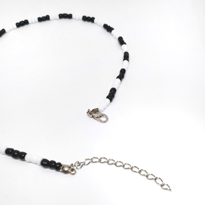 Beads Necklace Kalung Manik Monochrome Pria Wanita Rantai Anti Karat