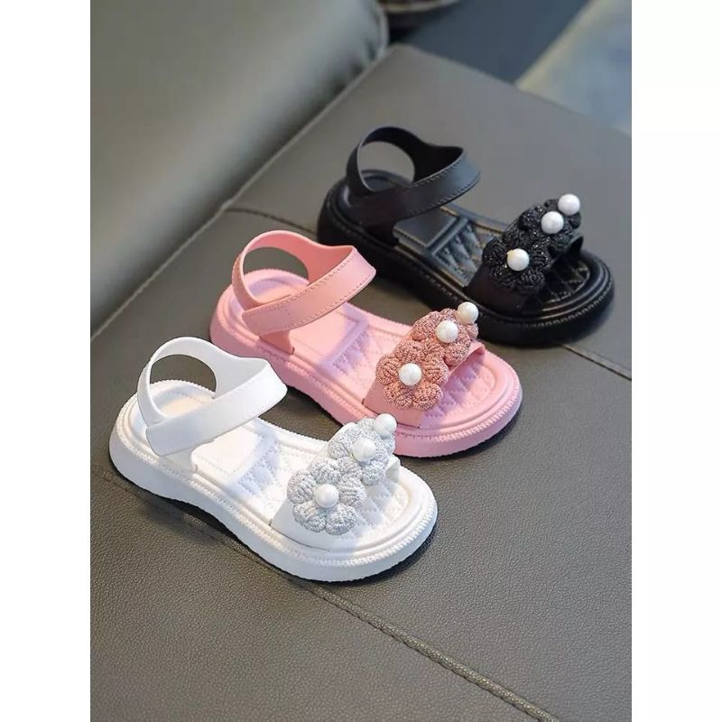 TERBARU SANDAL JELLY ANAK PEREMPUAN TALI VELCRO BUNGA MUTIARA SANDAL ANAK TALI BELAKANG IMPORT SANDA