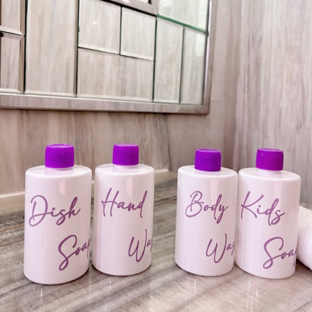 botol PUTIH 250ml EXCLUSIVE LILAC  glossy . aesthetic bottle refill organizer tempat sabun cair pump edispenser wadah soap ungu estetik