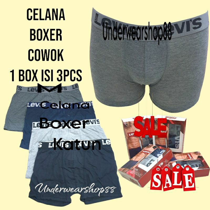 Celana Dalam Boxer Cowok/Celana Boxer Cowok Katun Import/Celana Dalam Cowok/Celana Boxer Murah/1Box isi 3pcs