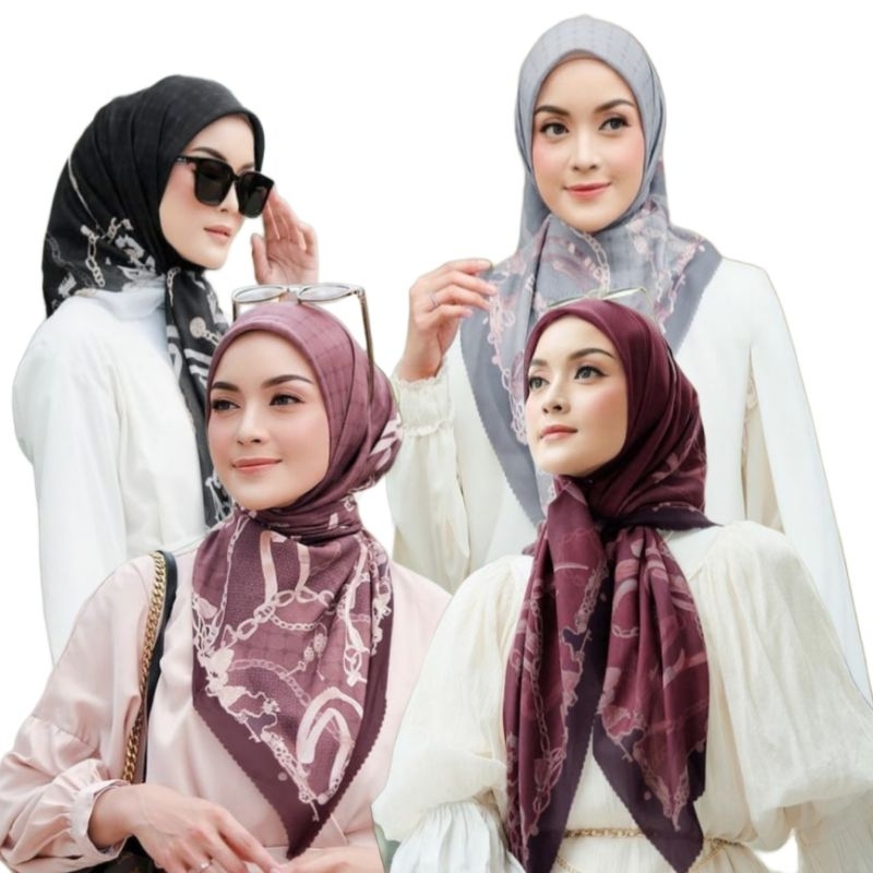 DISKON !! HIJAB SEGIEMPAT MOTIF BERLI SERIES JILBAB VOAL PREMIUM KERUDUNG PERSEGI