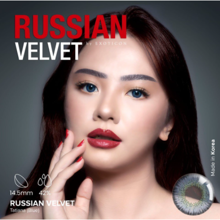 Paket Softlens Russian Velvet Normal Dia 14,5mm + Air Softlens Ice 150ml + Pinset + Lenscase