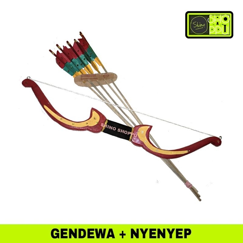 1 Set Gendewo dan Nyenyep+Endong/ Peraga Aksesoris untuk Tari Srikandi Wayang Arjuna DLL/ Gendewa Ta