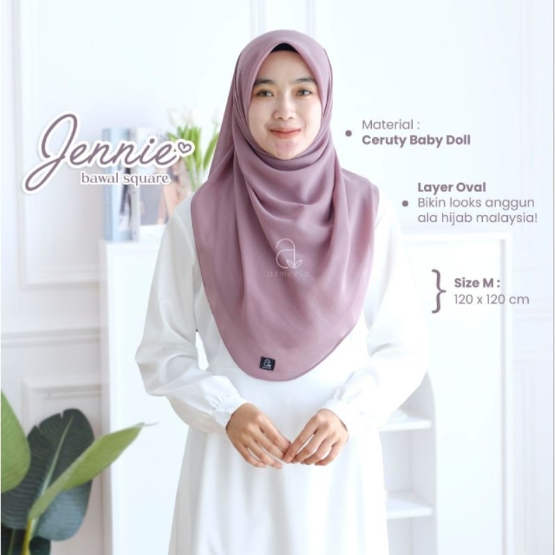 AZMEELA JENNIE square bawal hijab segiempat oval cerutty jilbab segi4 kerudung malaysia