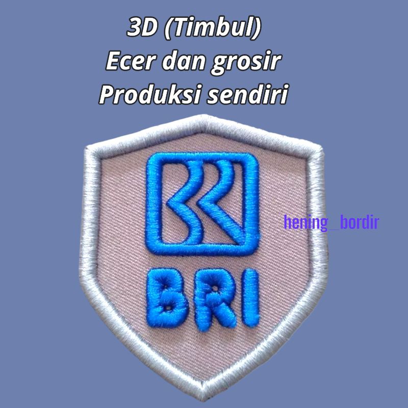 3D TIMBUL LOGO BRI BED BORDIR TIMBUL LOGO BRI