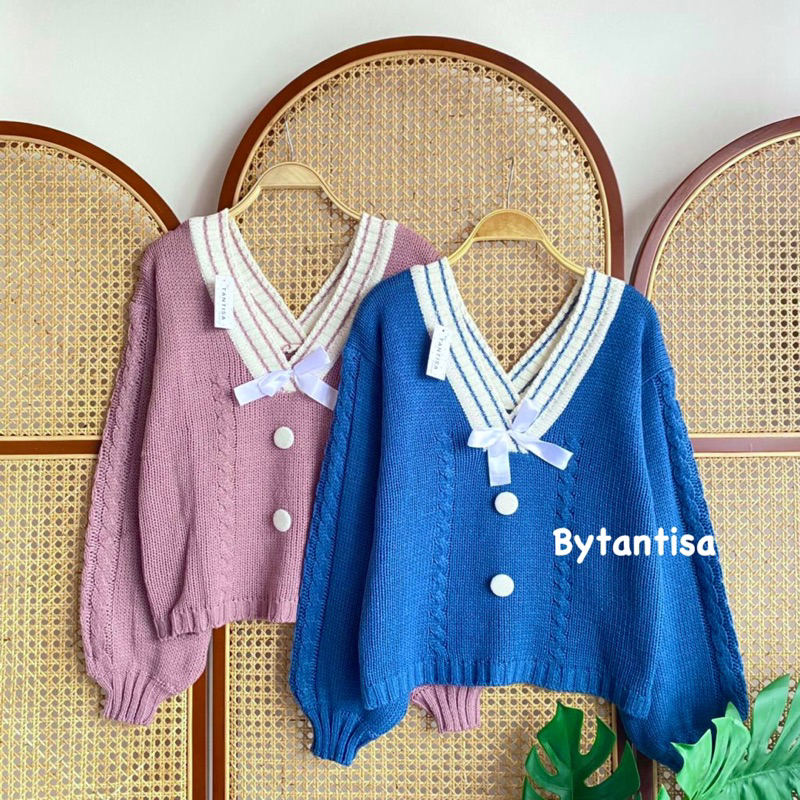 BLOUSE RAJUT KOREA SABRINA SASIMI KOREAN LOOK