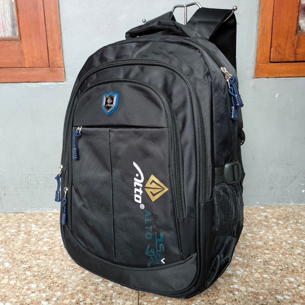 Tas Ransel Alto Original Hitam Polos/Backpack Alto Asli/Tas Ransel Cewek Cowok/Ransel Raincover/Tas 