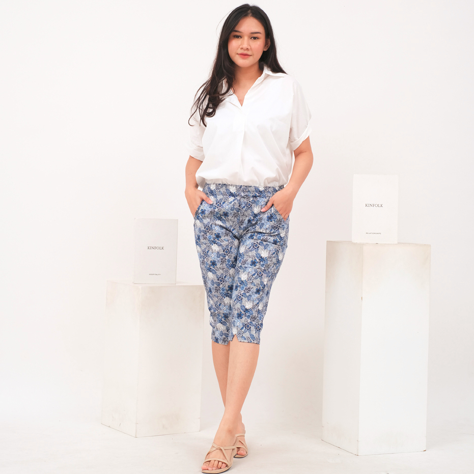 NHM Celana 7/8 Zigzag Motif, Celana Pendek Wanita Stretch