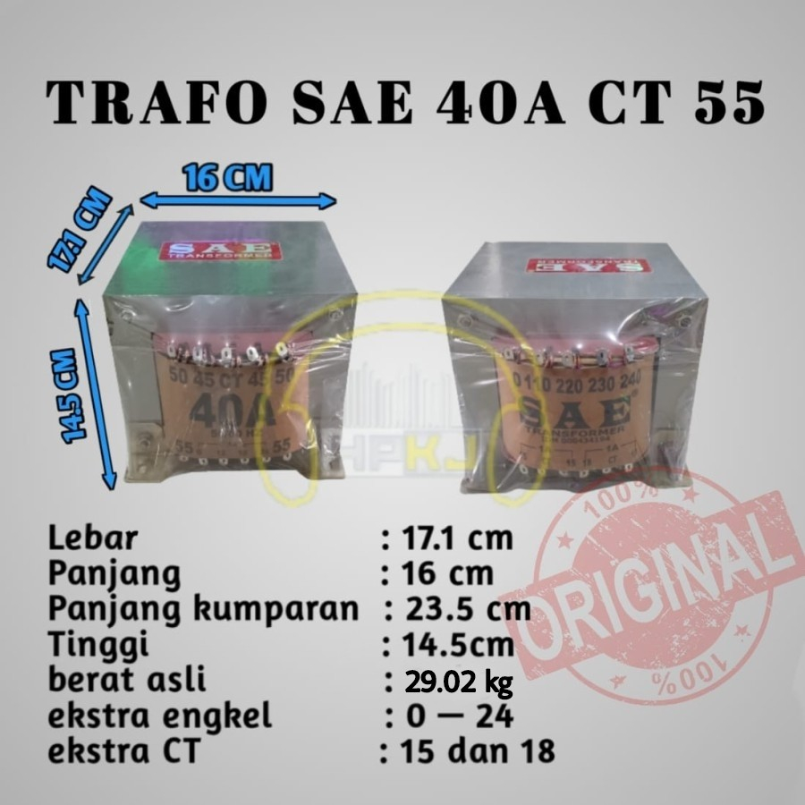 TRAVO TRANSFORMER SAE 40 A CT 55 MURNI TRAVO SAE 40 AMPER CT 55V