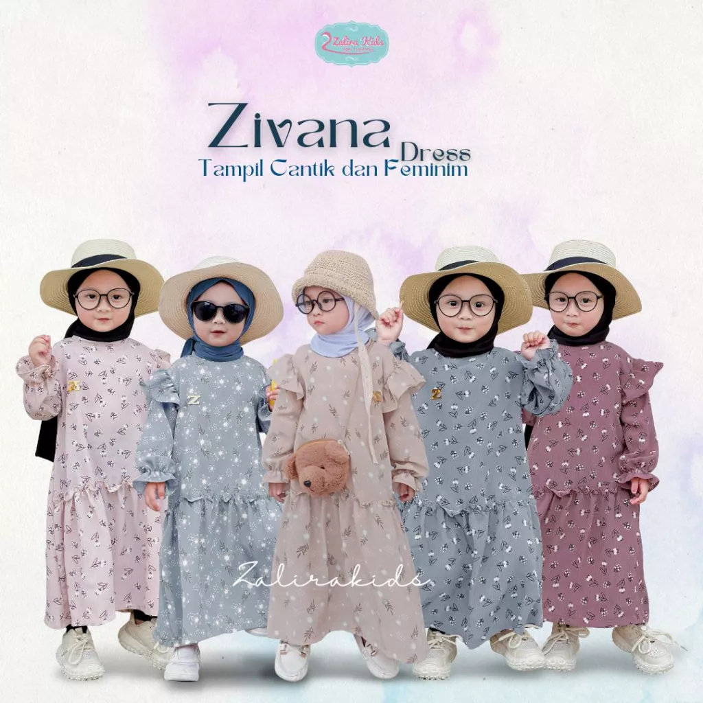 Zivana Series SET JILBAB terbaru UMUR 7 bulan - 6 TAHUN original zalira kids Original / Gamis Anak Cantik Lucu Manis Imut