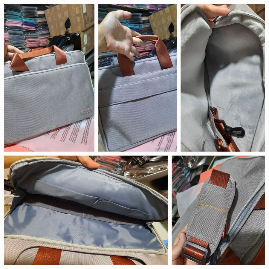 Tas Laptop Selempang Mosiso Shoulder Strap Size 13 14 inch abu