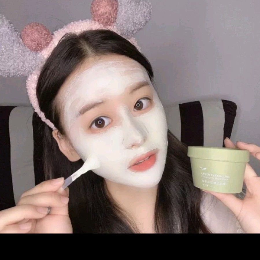 Masker wajah Meidian and anti-acne Green tea clay mask 100g/Mud Mask Green Tea 100g Masker Wajah/Green Tea Mud Mask 100gr/ Masker Lumpur Wajah Teh Hijau / Green Tea Cleansing Mask Memutihkan Anti Jerawat Deep Cleansing Mengurangi Minyak