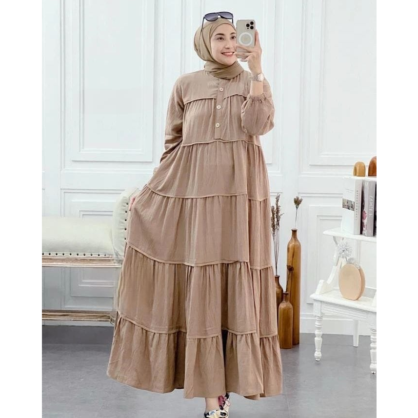 NEW - Inara Dress Busui Friendly Bahan Crinkle Gamis Wanita Lebaran Terbaru 2023 / DRESS WANITA KONDANGAN