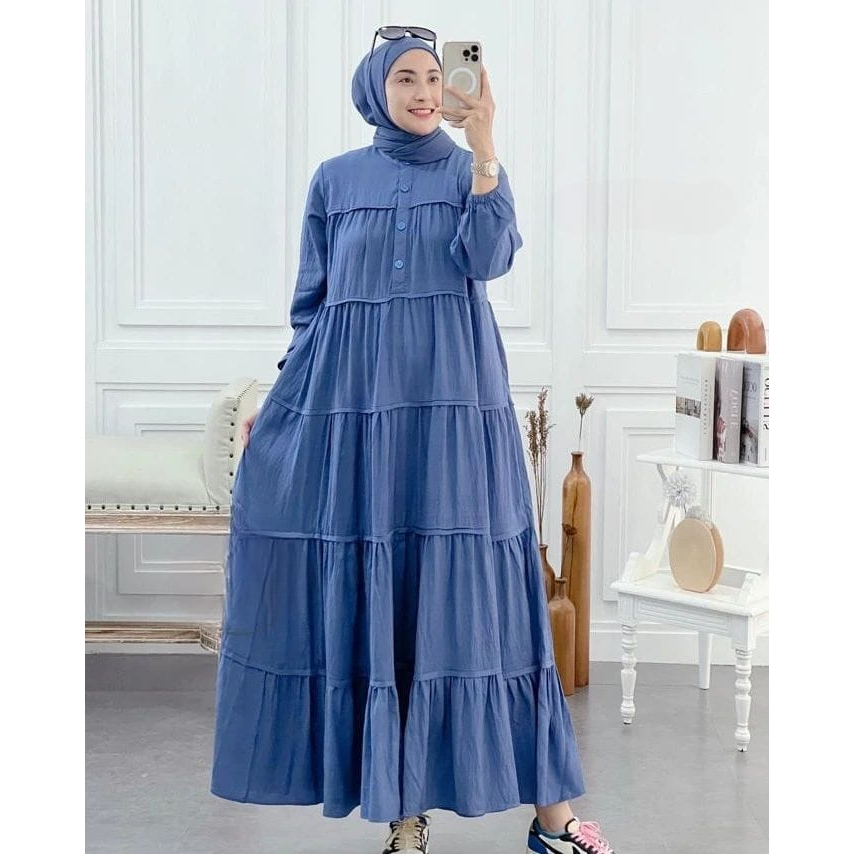 NEW - Inara Dress Busui Friendly Bahan Crinkle Gamis Wanita Lebaran Terbaru 2023 / DRESS WANITA KONDANGAN