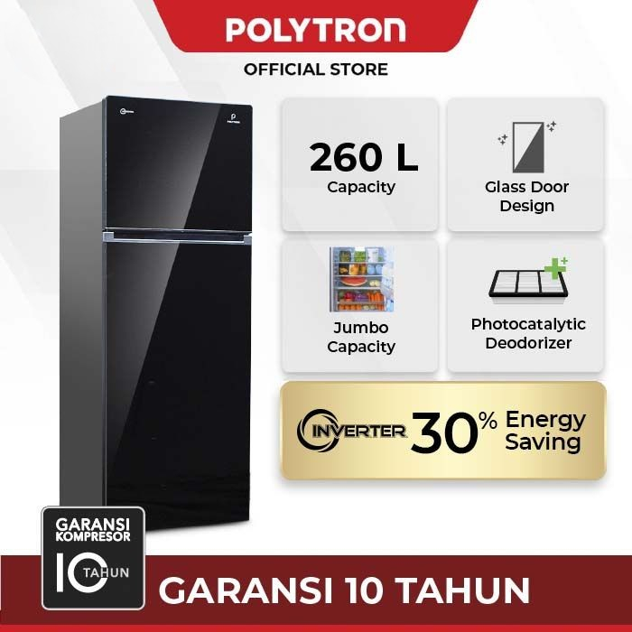 Kulkas Polytron 2 Pintu Belleza Jumbo Inverter 260 liter PRW 29 VX